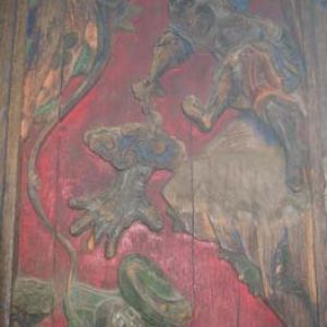 Temple carving of fighting